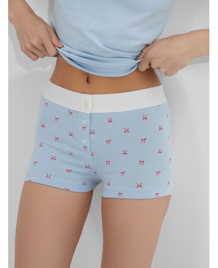 Комплект серо -голубой +бантики на голубом