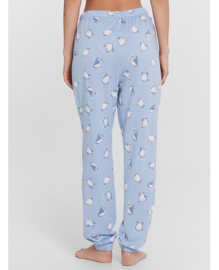 Комплект голубой +пингвины на голубом