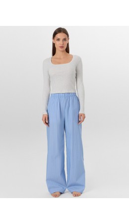 Комплект серый меланж 4306-А +белые полосы на т.голубом