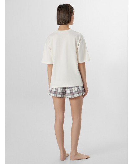 Пижама молочный +клетка на молочном