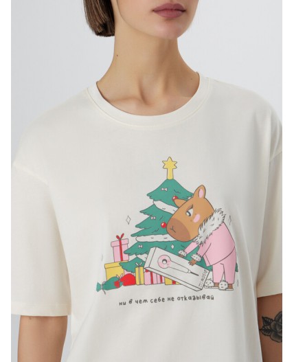 Пижама молочный +клетка на молочном