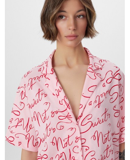 Пижама текст на розовом