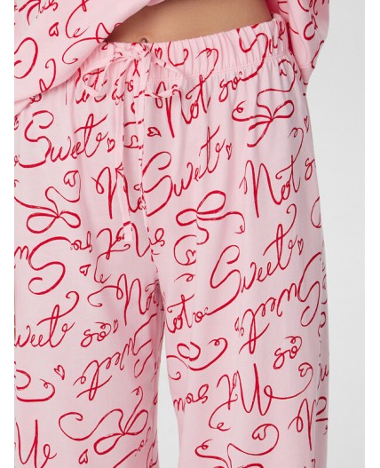 Пижама текст на розовом