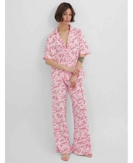 Пижама текст на розовом