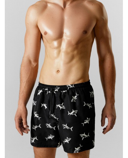 Трусы купальные акулы на черном