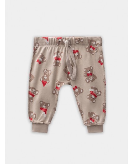 Ползунки НГ мишутки на бежевом +изумруд