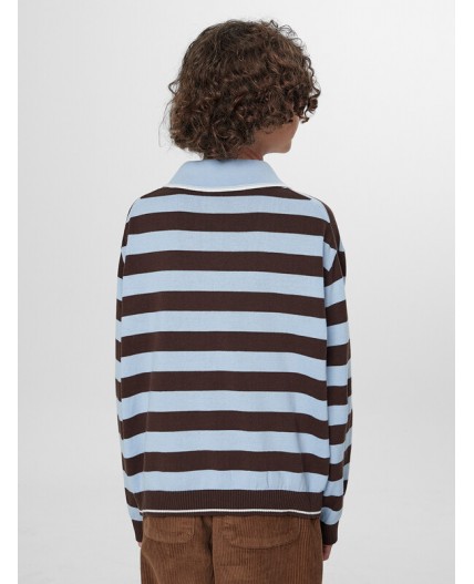 Поло коричнево -голубая полоска