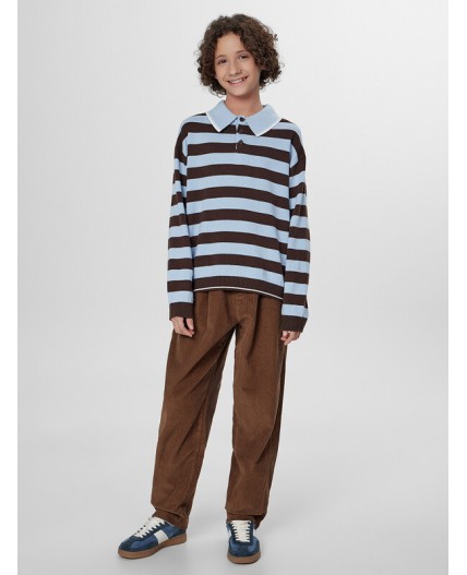 Поло коричнево -голубая полоска