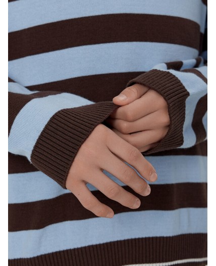 Поло коричнево -голубая полоска