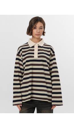 Поло молочно -оранжевая полоска