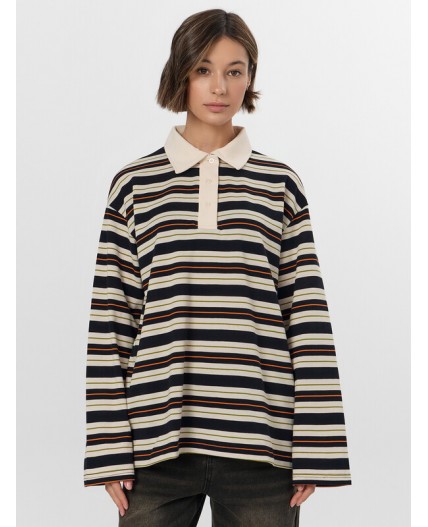 Поло молочно -оранжевая полоска