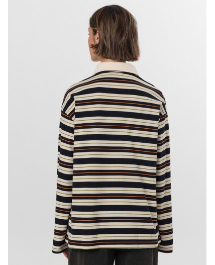 Поло молочно -оранжевая полоска