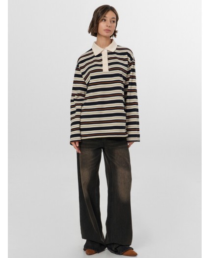 Поло молочно -оранжевая полоска