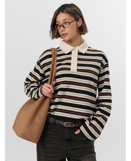 Поло молочно -оранжевая полоска