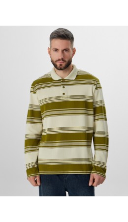 Поло оливковая полоска на молочном