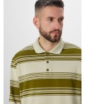 Поло оливковая полоска на молочном