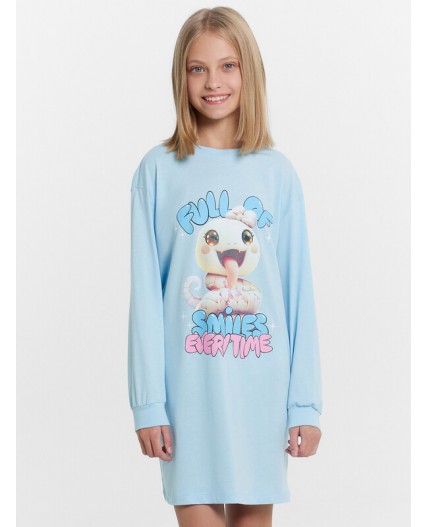 Сорочка насыщенный голубой +печать