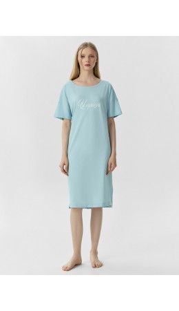 Сорочка голубая дымка +печать