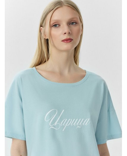 Сорочка голубая дымка +печать