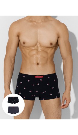 Трусы мелкая набивка на черном +т.серый