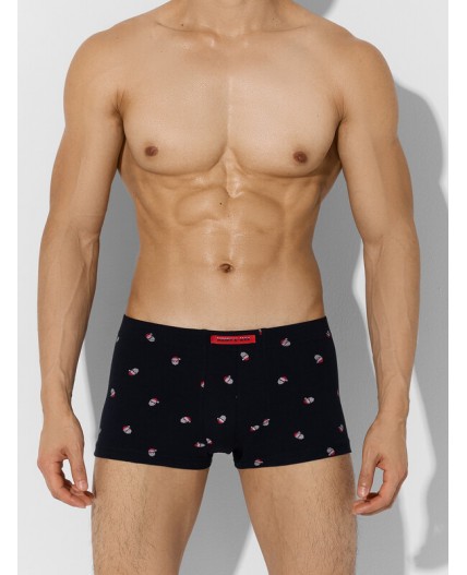 Трусы мелкая набивка на черном +т.серый