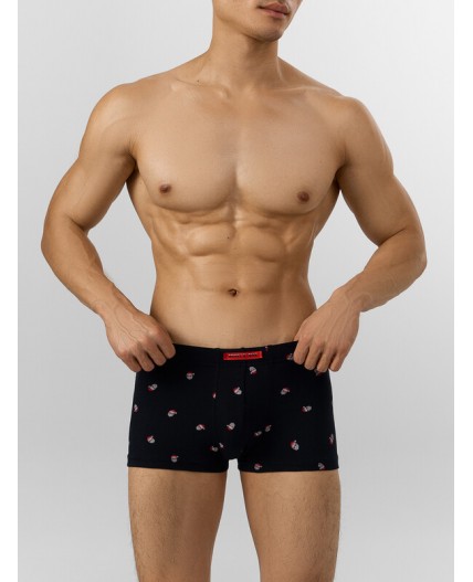 Трусы мелкая набивка на черном +т.серый