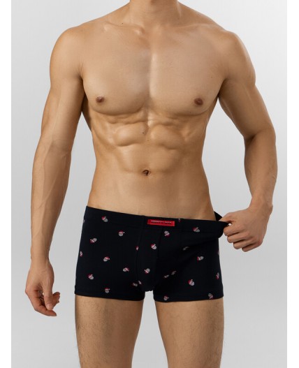 Трусы мелкая набивка на черном +т.серый