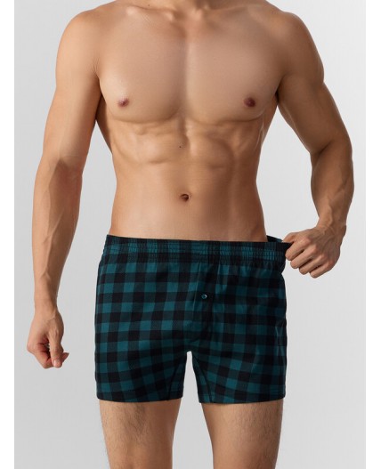 Трусы черная клетка на зеленом