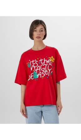 Футболка алый закат +печать1