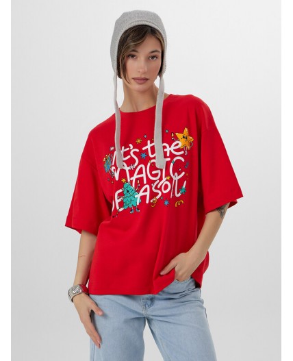 Футболка алый закат +печать1