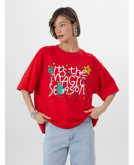 Футболка алый закат +печать1