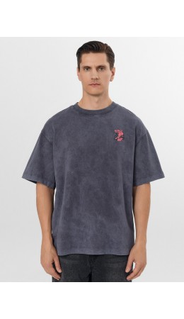 Футболка ACID WASH графит +печать