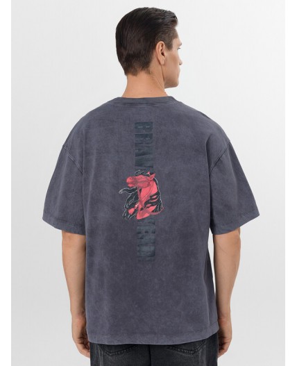 Футболка ACID WASH графит +печать