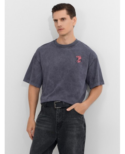 Футболка ACID WASH графит +печать