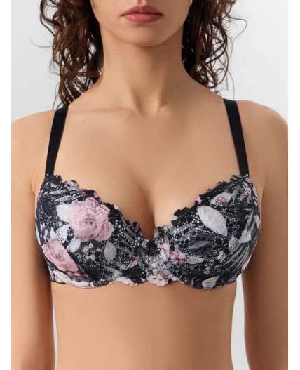 Бюстгальтер цветы на черном