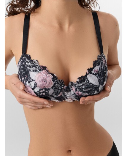 Бюстгальтер цветы на черном
