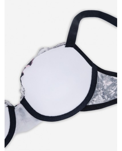 Бюстгальтер цветы на черном