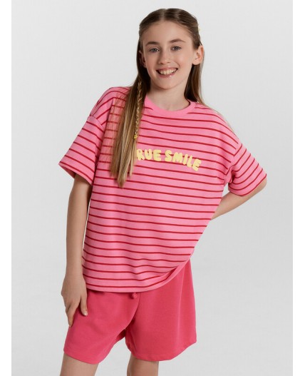 Комплект полоска на розовом саше +маджента