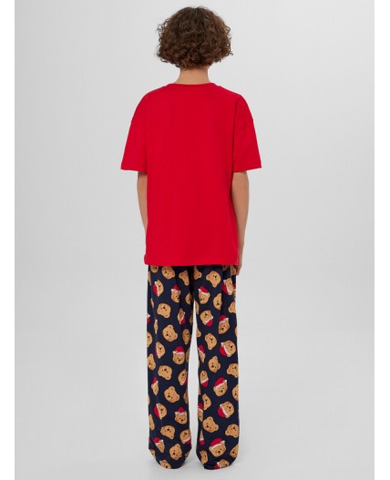 Комплект красный +праздничные медвежата на синем