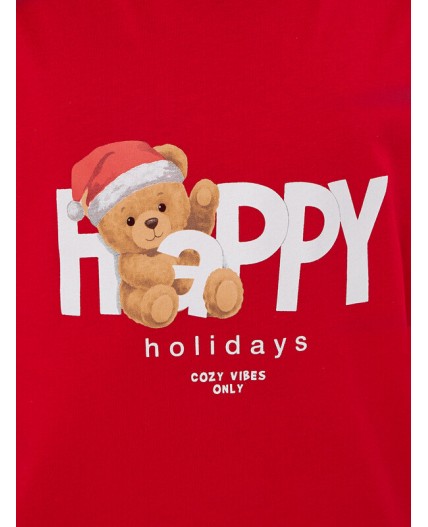 Комплект красный +праздничные медвежата на синем