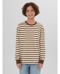 Лонгслив молочно -коричневая полоска