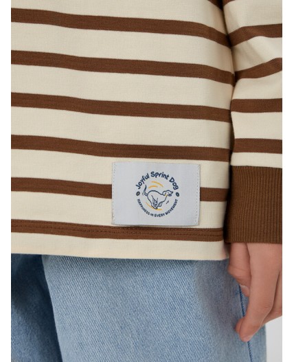 Лонгслив молочно -коричневая полоска