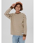 Лонгслив молочно -коричневая полоска