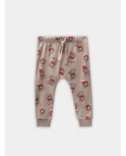 Ползунки НГ мишутки на бежевом +изумруд