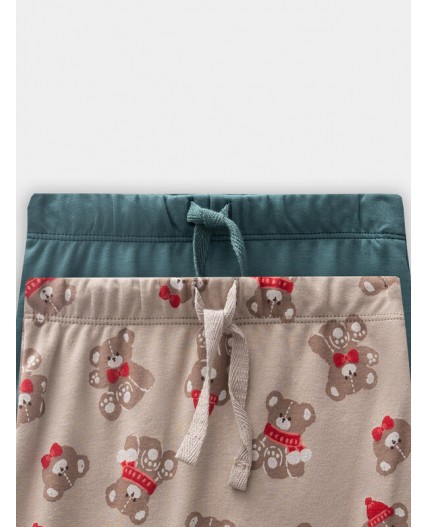 Ползунки НГ мишутки на бежевом +изумруд