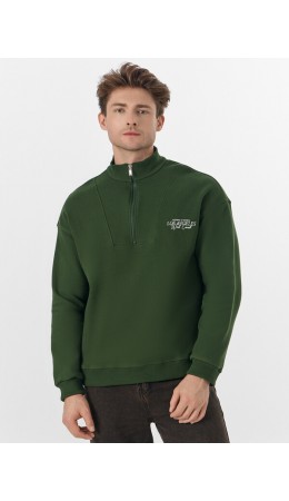 Толстовка т.зеленый +печать