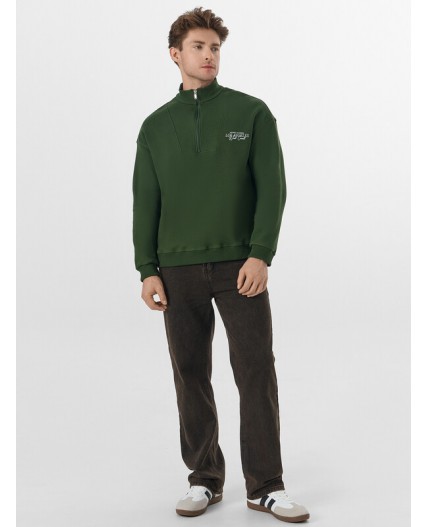 Толстовка т.зеленый +печать