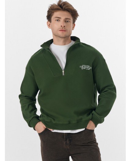 Толстовка т.зеленый +печать