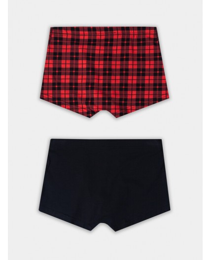 Трусы черный +черная клетка на красном