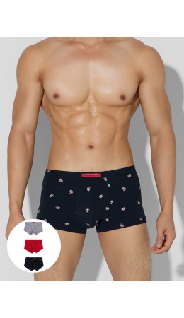 Трусы мелкая набивка на черном +красный +снеговики на сером